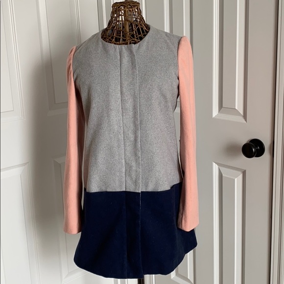 Women’s Sabine color block zip pea coat - Picture 2 of 8